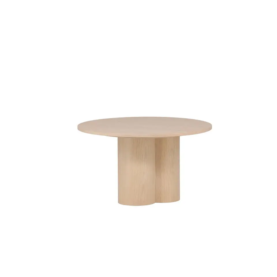 Salontafel Whitewash Ø80cm - Fineer - Japandi Stijl - Tafel Olivia