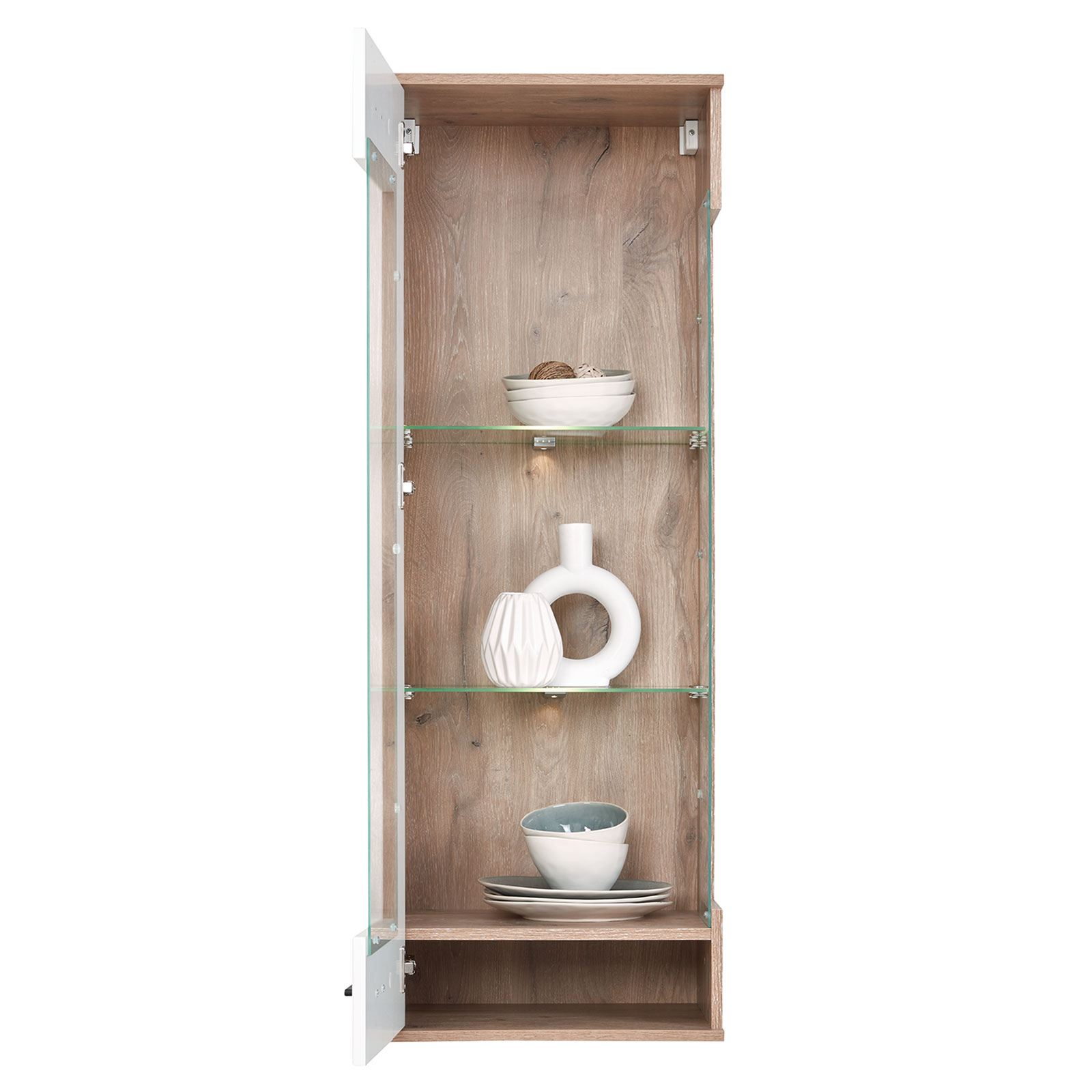 Hängevitrine - weiß-Viking Oak Nature - 45 cm