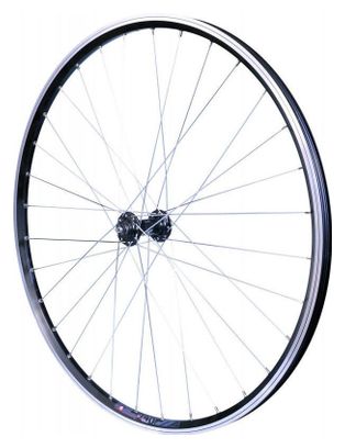 ROUE 28  VTC AVANT JANTE ALU DOUBLE PAROI NOIRE FREIN PATIN MOYEU ALU BLOCAGE RAPIDE.