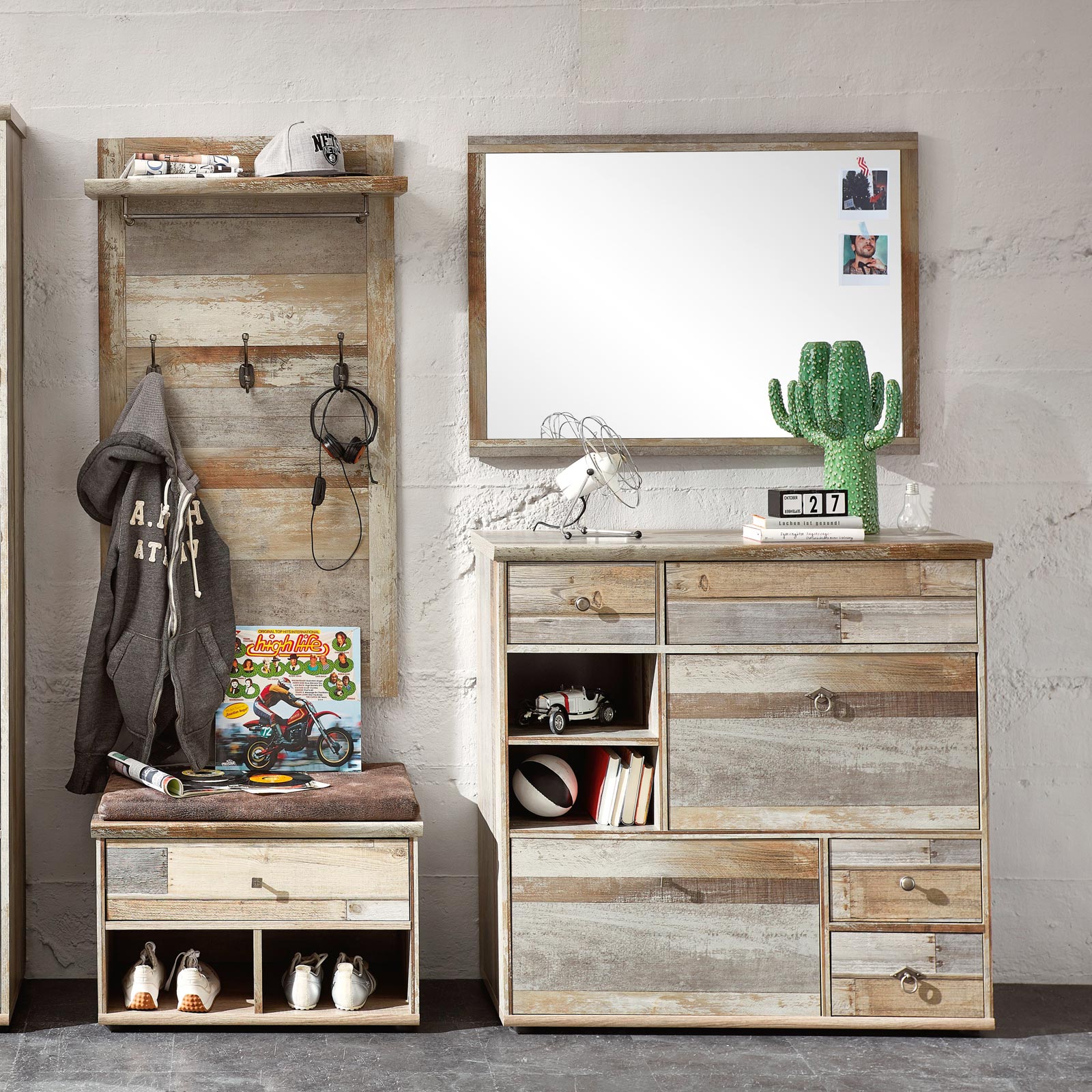 4-teiliges Garderoben-Set - Driftwood