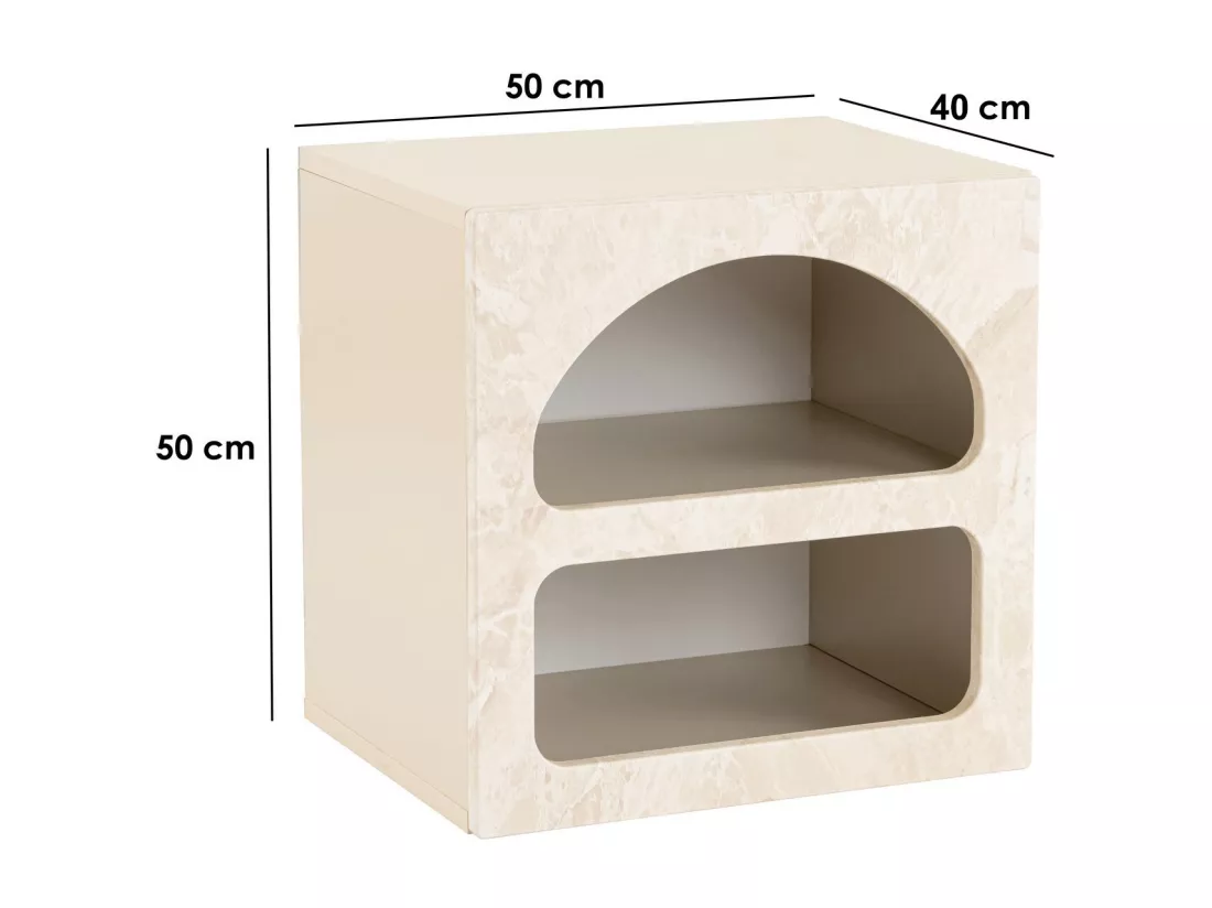 Lot de 2 tables de chevet avec rangements - Beige effet marbre - LUELA
