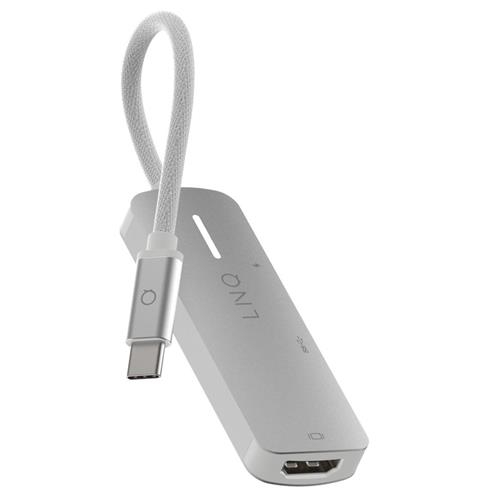 3in1 USB C Multiport Adapter HUB mit 1x USB 3.2 / 1x USB-C (PD/140W) / 1x HDMI 2.0 4K@60Hz (LQ49031) - Grau / Weiss