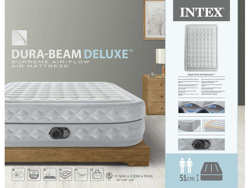 Intex Luftbett Dura Beam Deluxe Supreme Queen 152 x 203 x 5 Luftbett mit integrierter Pumpe