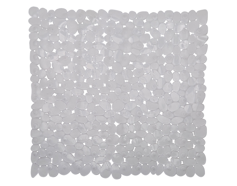 TAPETE ANTIDERRAPANTE ACTUEL PVC TRANSPARENTE PEDRAS 52X54CM