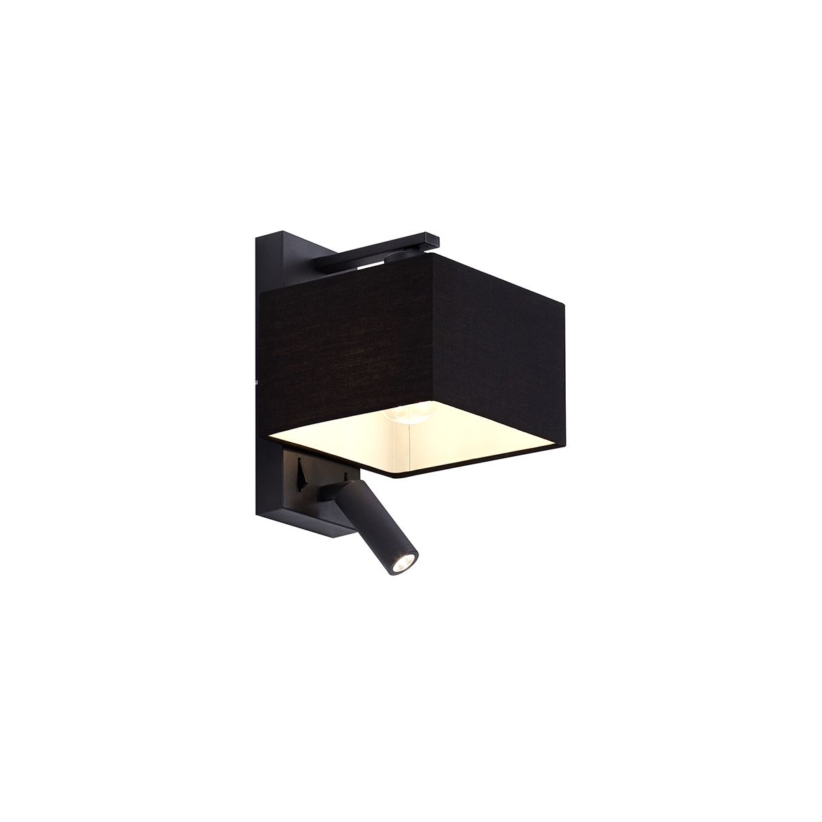 Moderne wandlamp zwart vierkant met leeslamp - Puglia