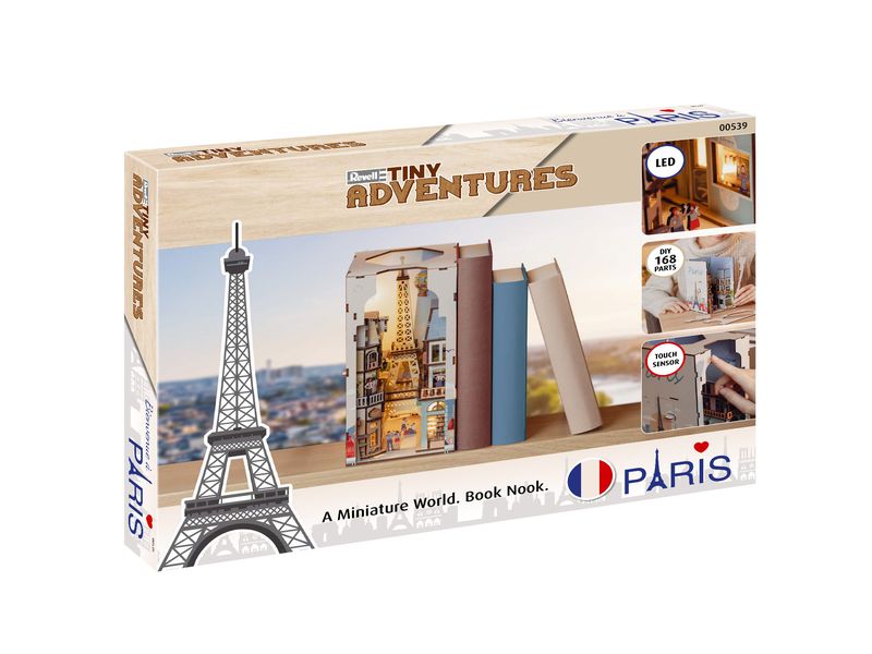 Revell Bausatz Tiny Adventures Paris Zauberhafte Miniaturwelt mit LED-Beleuchtung für Ihr Bücherregal