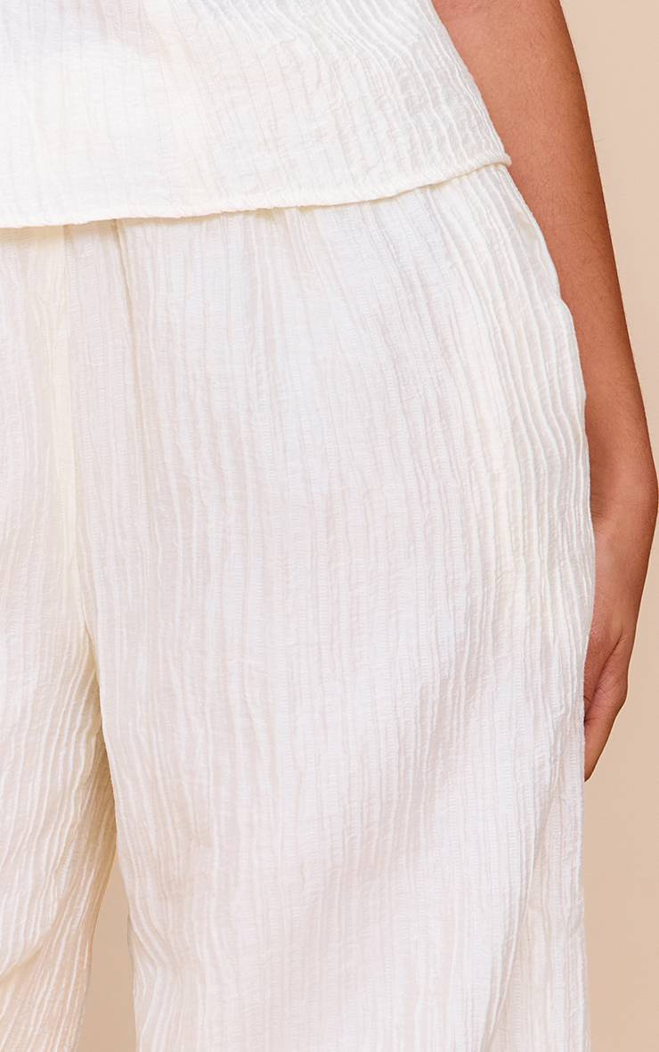 Amande Pantalon Large Taille Mi-haute En Tissu Texturé Tissé