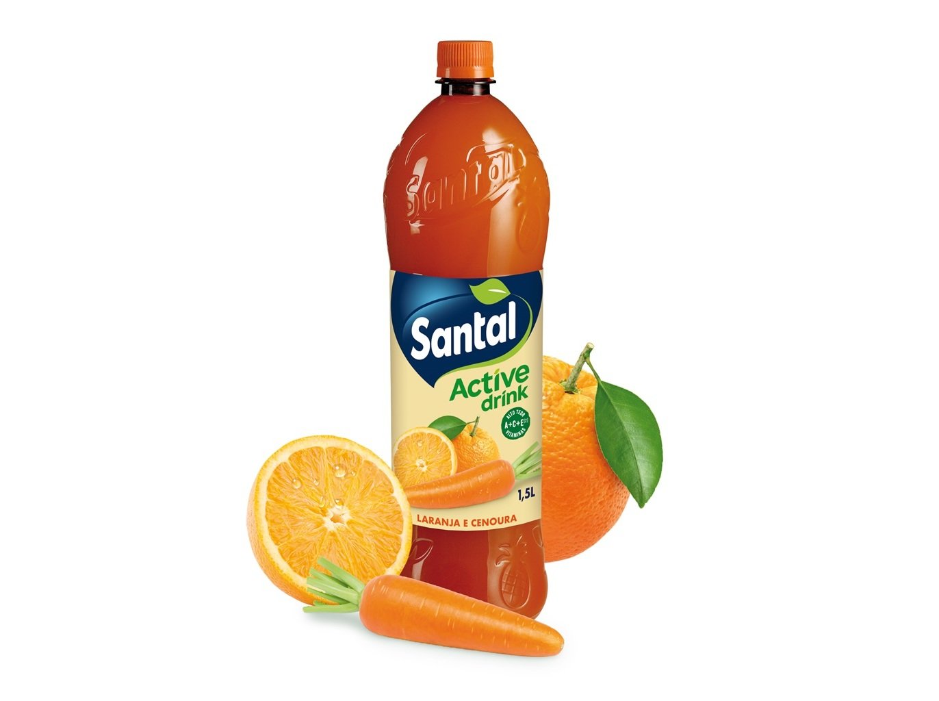 REFRIGERANTE SEM GÁS SANTAL ACTIVE DRINK CENOURA E LARANJA 1.5L