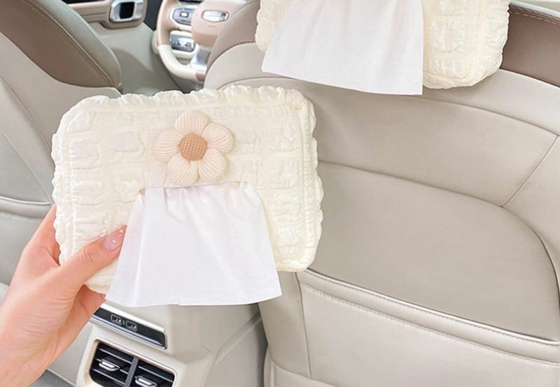 Karnemelk - Bloemen hangende auto tissueboxhoes