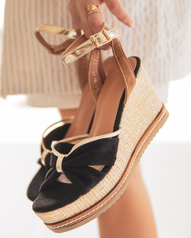 Sandale femme compensée noir - Esperanza