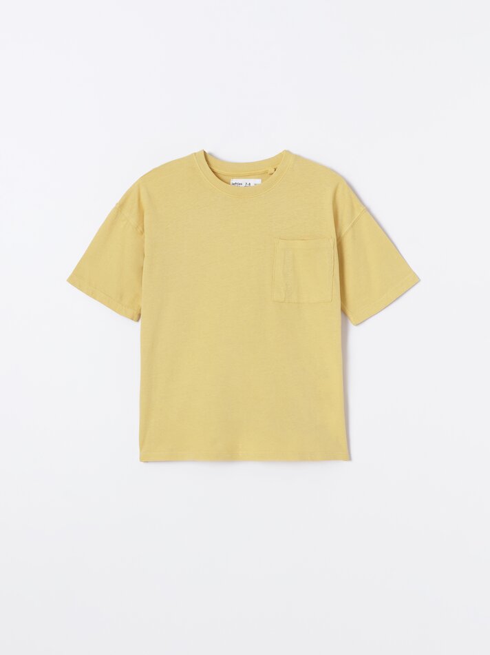 Camiseta com bolso - Mostarda