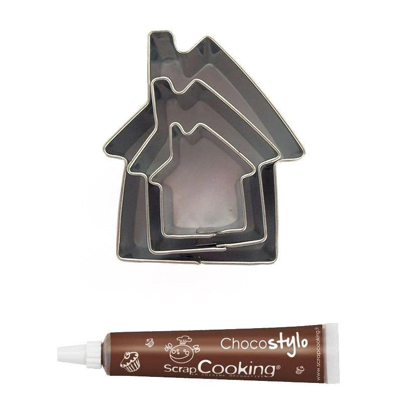 Stylo chocolat + 3 mini emporte-pièces inox Maisons Youdoit