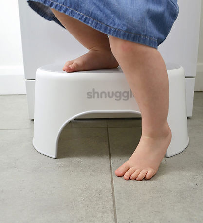 Shnuggle Hocker - 38x26x18 cm - Weiß m. Grau