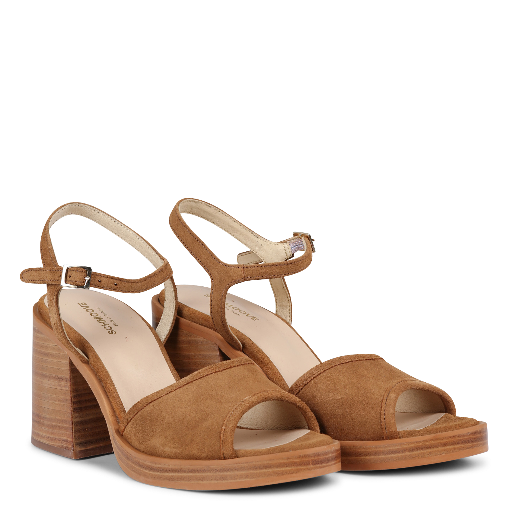 FLARE - Sandales à talon en cuir velours | Marron