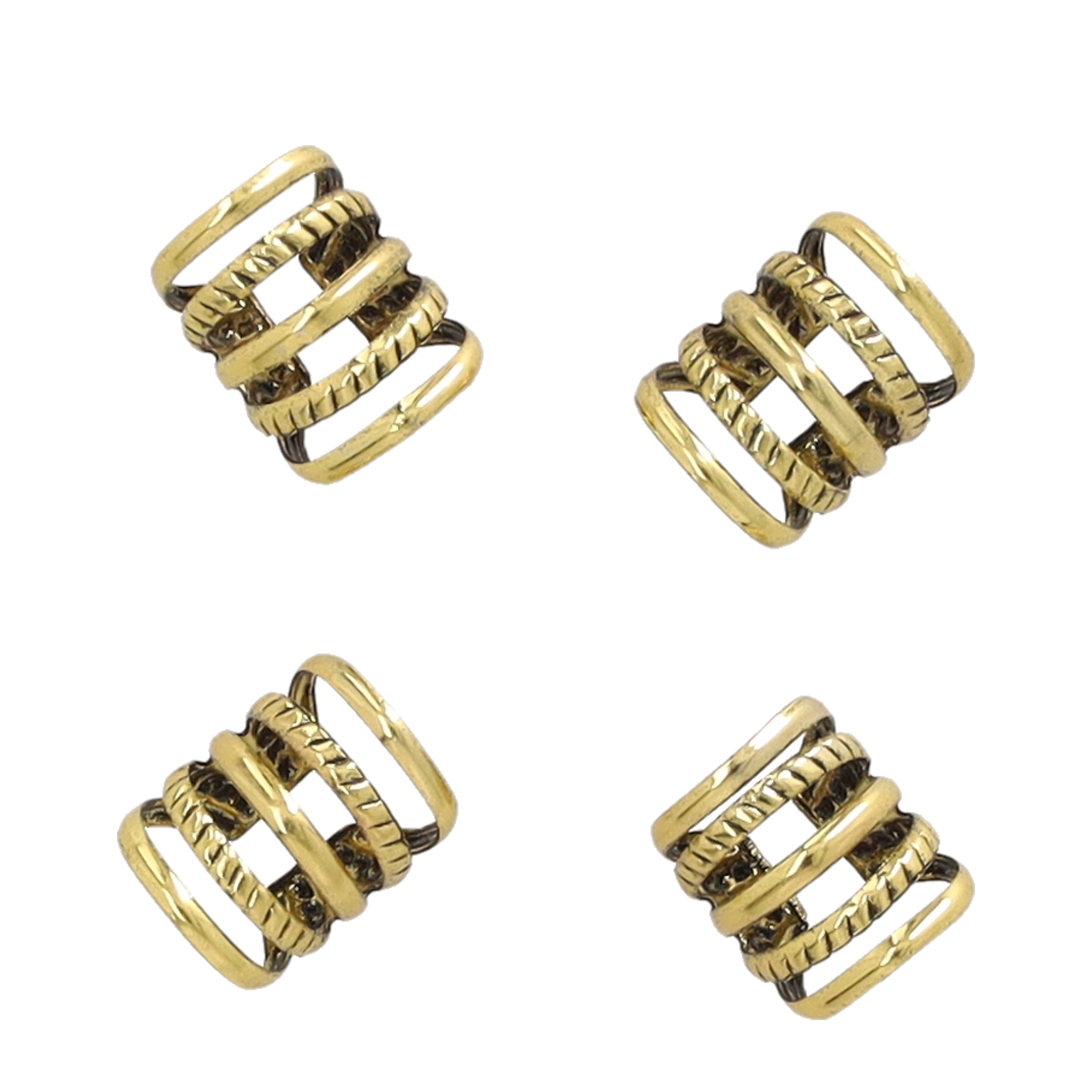 (10er Set) Haar Schmuck Accessoire Dreadlock Zopf Clips mit Blumen Anhänger - Gold