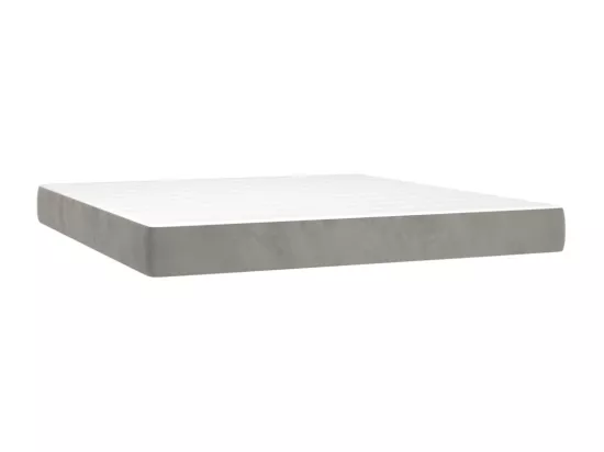 Sommier tapissier matelas et LED Gris clair 180x200 cm Velours