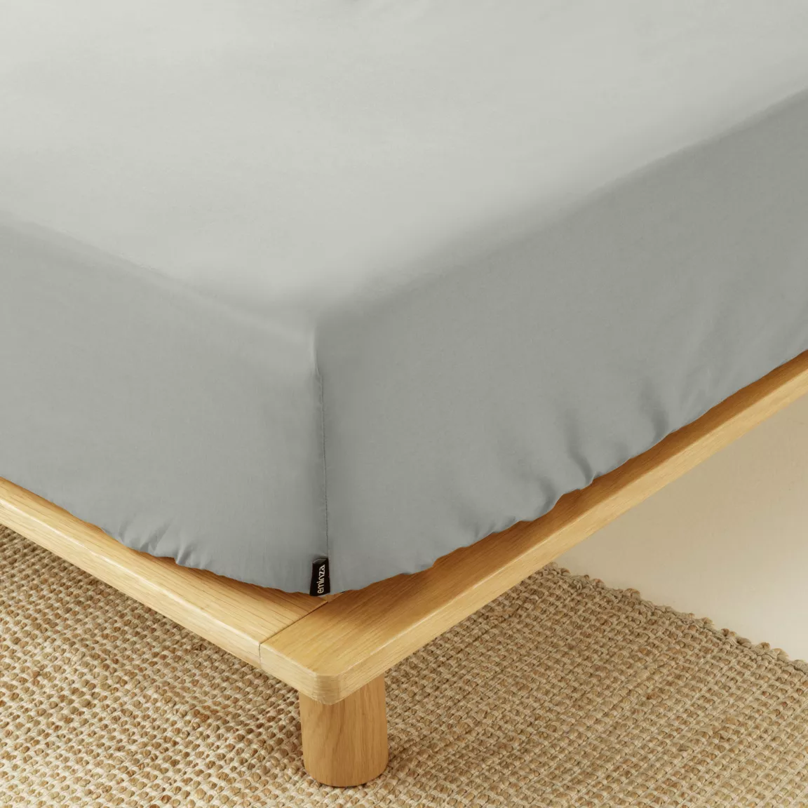 Drap housse percale de coton (140 x 190 cm) Cali Gris clair