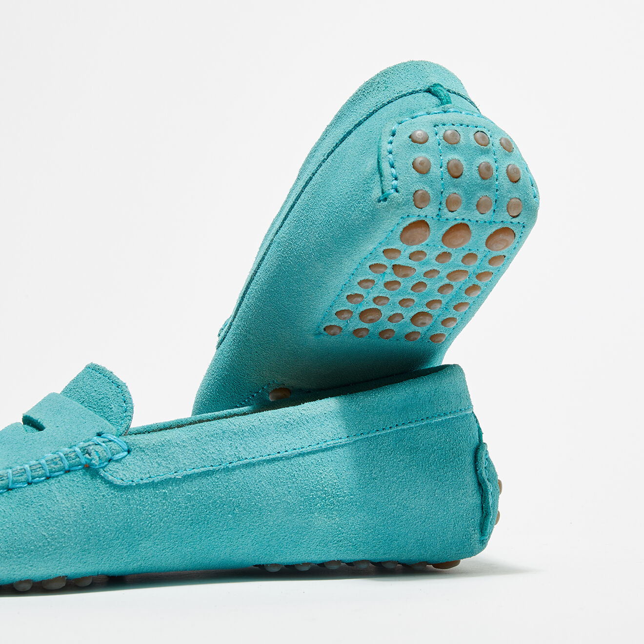 Loafers Mocassins en Velours de Cuir Miss Daim  aqua