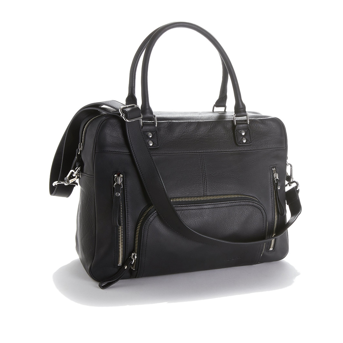 NAT & NIN<br>Bolsa de couro com zíper e vários bolsos MACY
