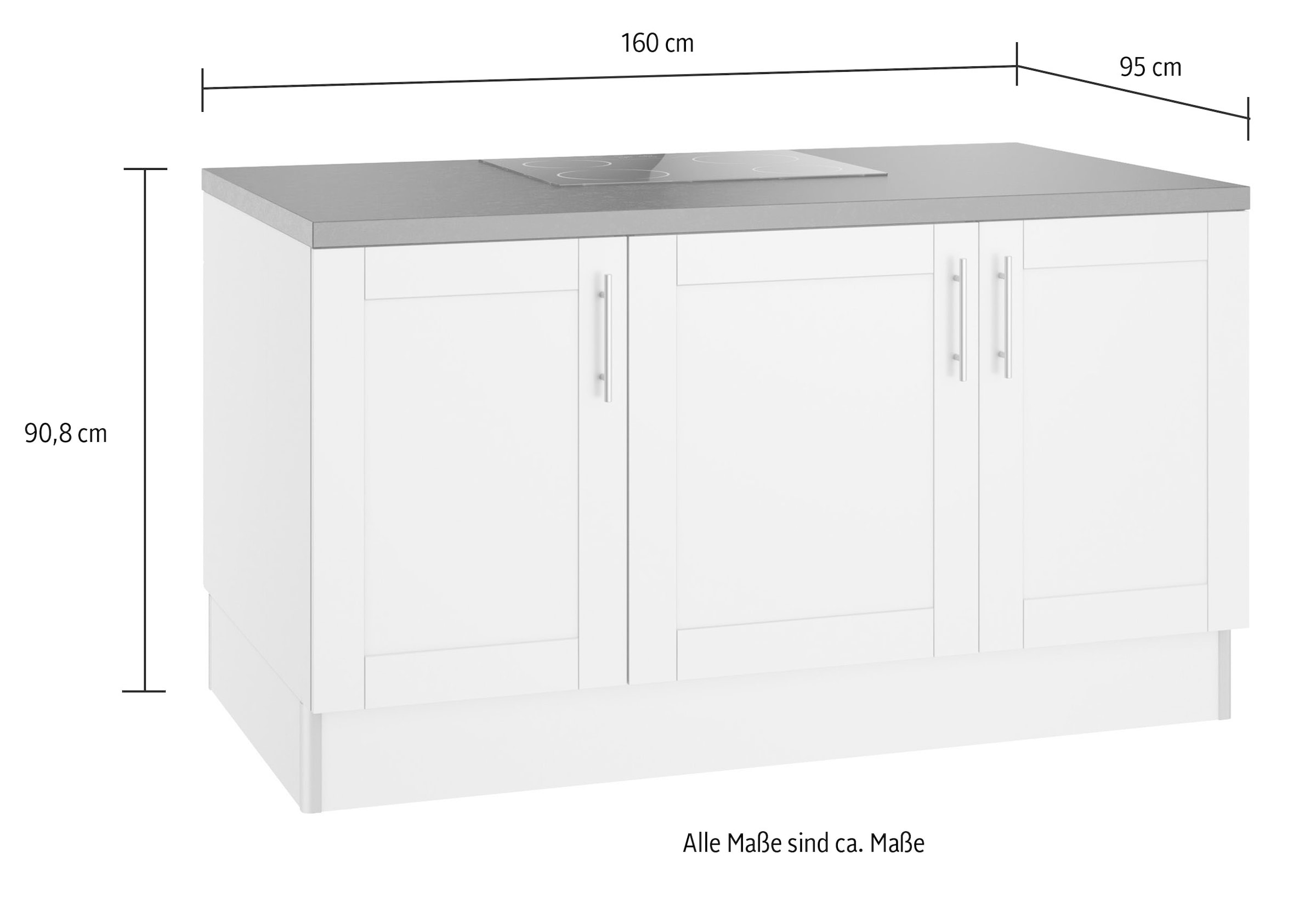 KOCHSTATION Kochinsel »KS-Ahus« Kücheninsel, Breite 160 cm, wahlw. mit E-Gerät, Soft Close Funktion