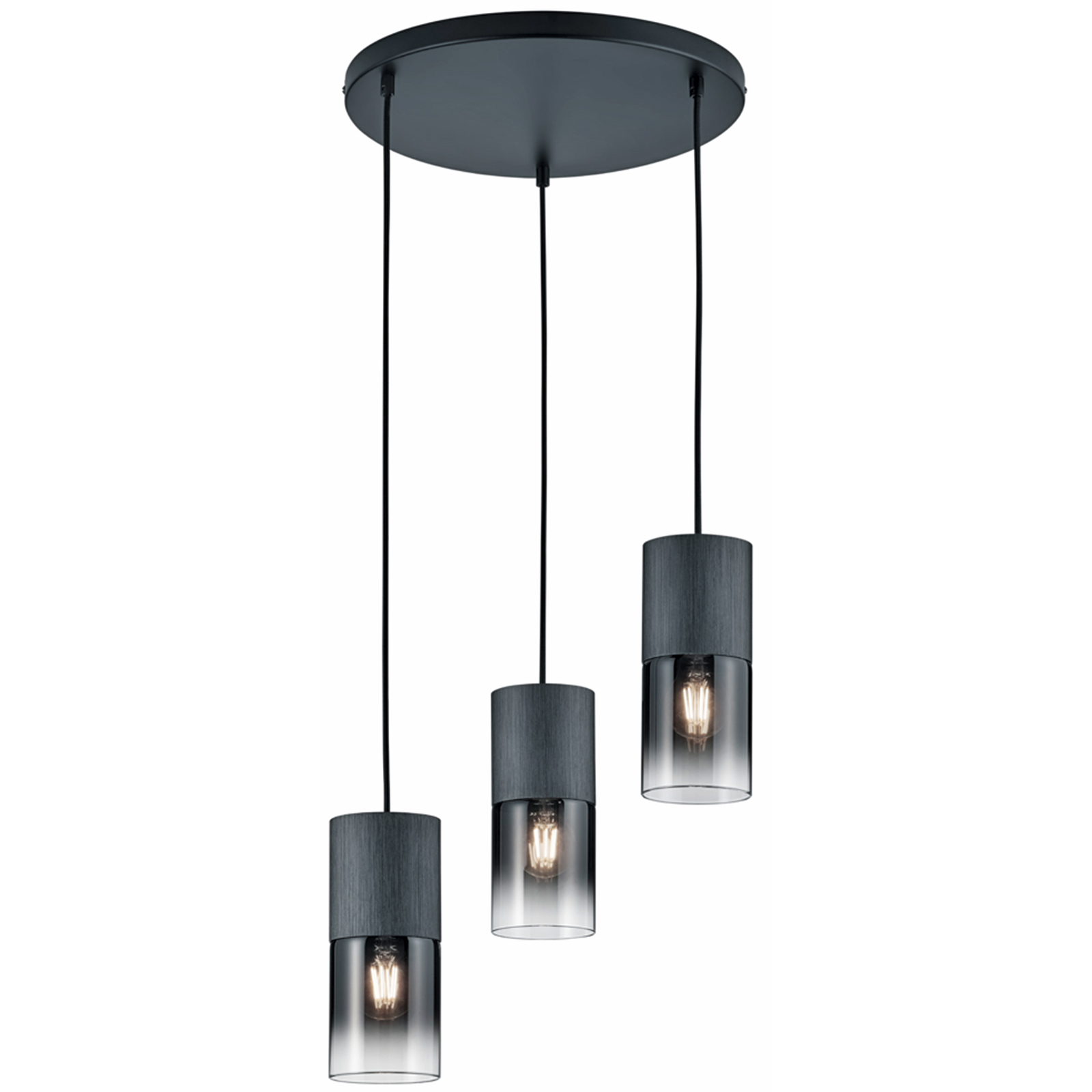 Pendelleuchte - rauchfarben - schwarz matt - 150 cm