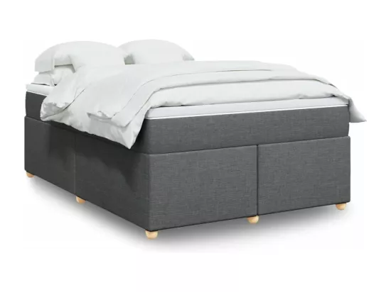 Sommier à lattes de lit avec matelas Gris foncé 160x200cm Tissu