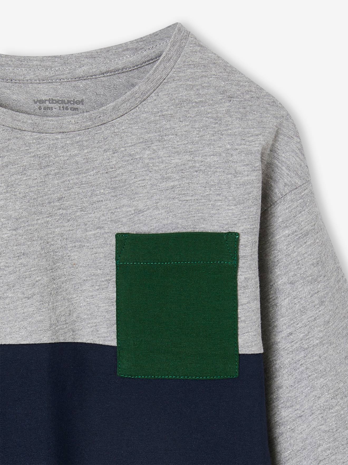 Camiseta colorblock azul-escura para meninos