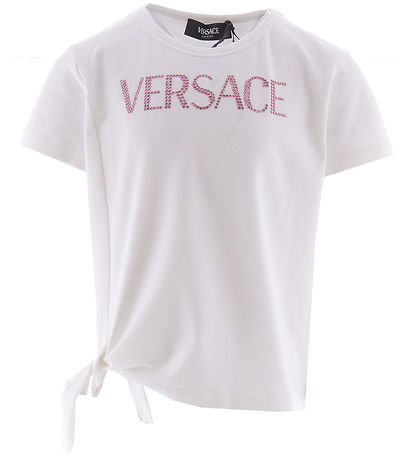 Versace T-Shirt - Weiß/Pink m. Strassstein
