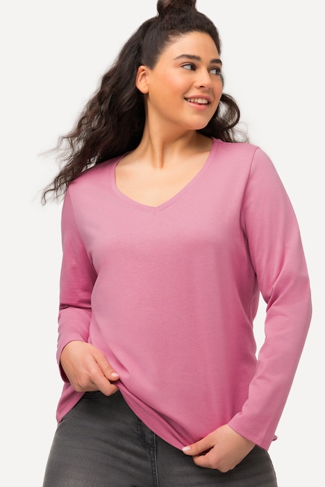 Shirt, Slim, V-Ausschnitt, Langarm
