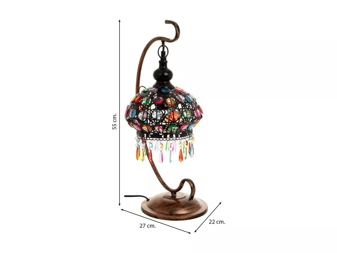 Lampe en métal avec perles en cristal acrylique colorées