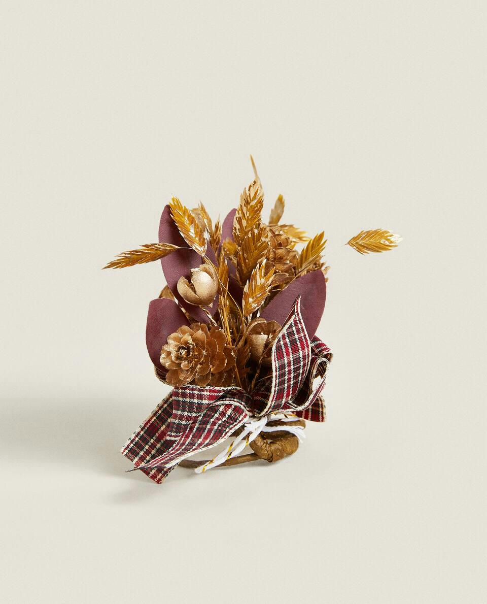 PACOTE DE ANÉIS DE GUARDANAPO COM FLORES DE NATAL SECAS (PACOTE COM 2)