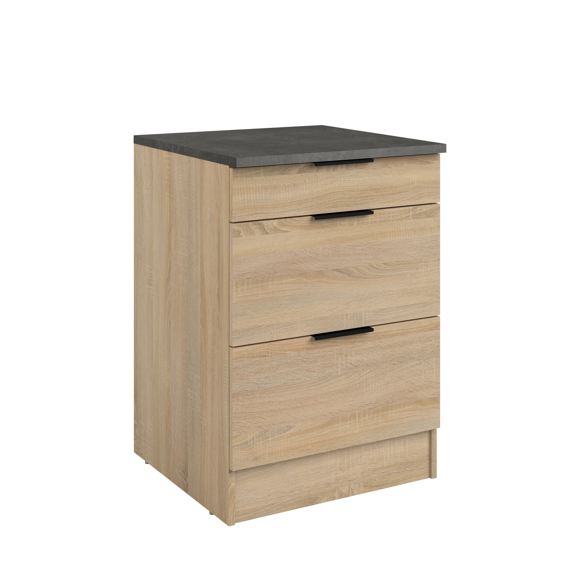 Parisot Küche mit Buffet FUMAY 21Eiche/Beton-Optik ca. 300 x 186 x 60 cm