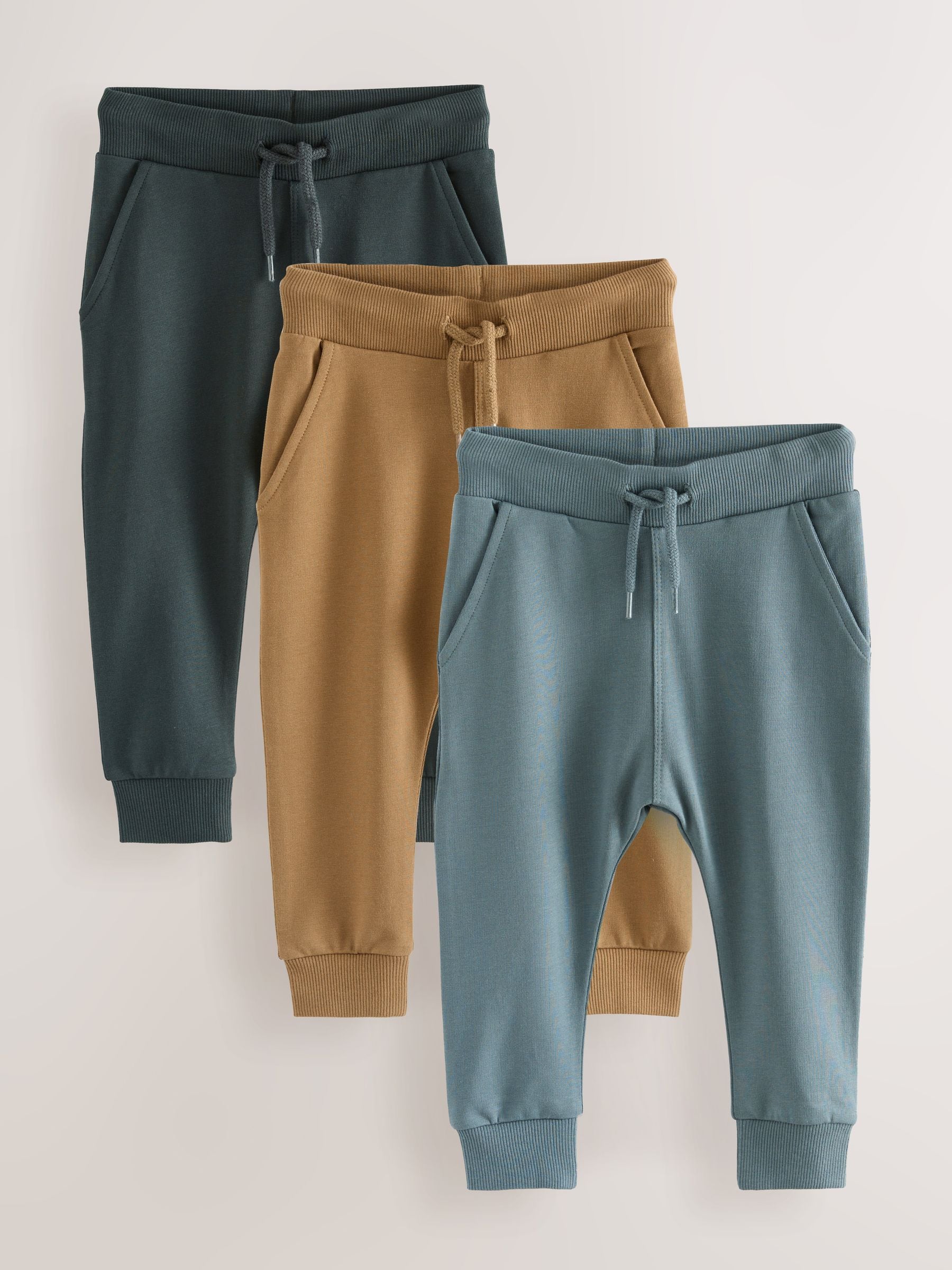 Blauw/Lichtbruin/Antracietgrijs - Set van 3 superskinny joggingbroeken (3 mnd-7 jr)