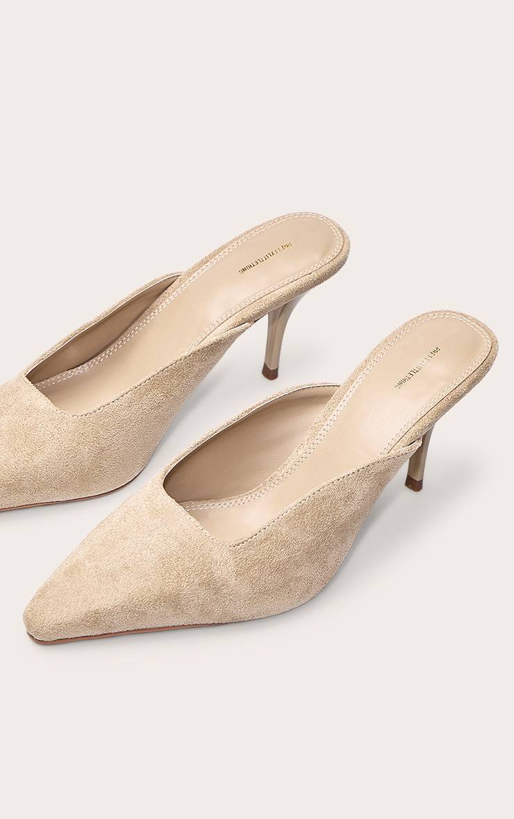 Taupe Mules À Bout Carré Ciselé En Poil De Poney