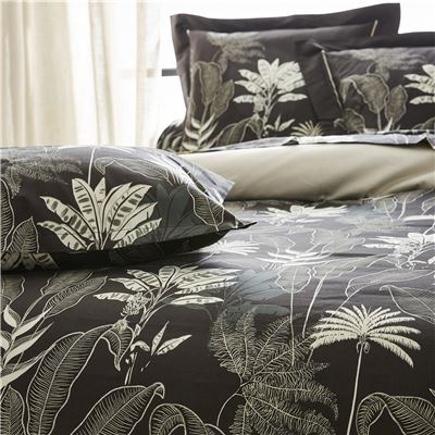 Linge de lit satin de coton feuillage tropical