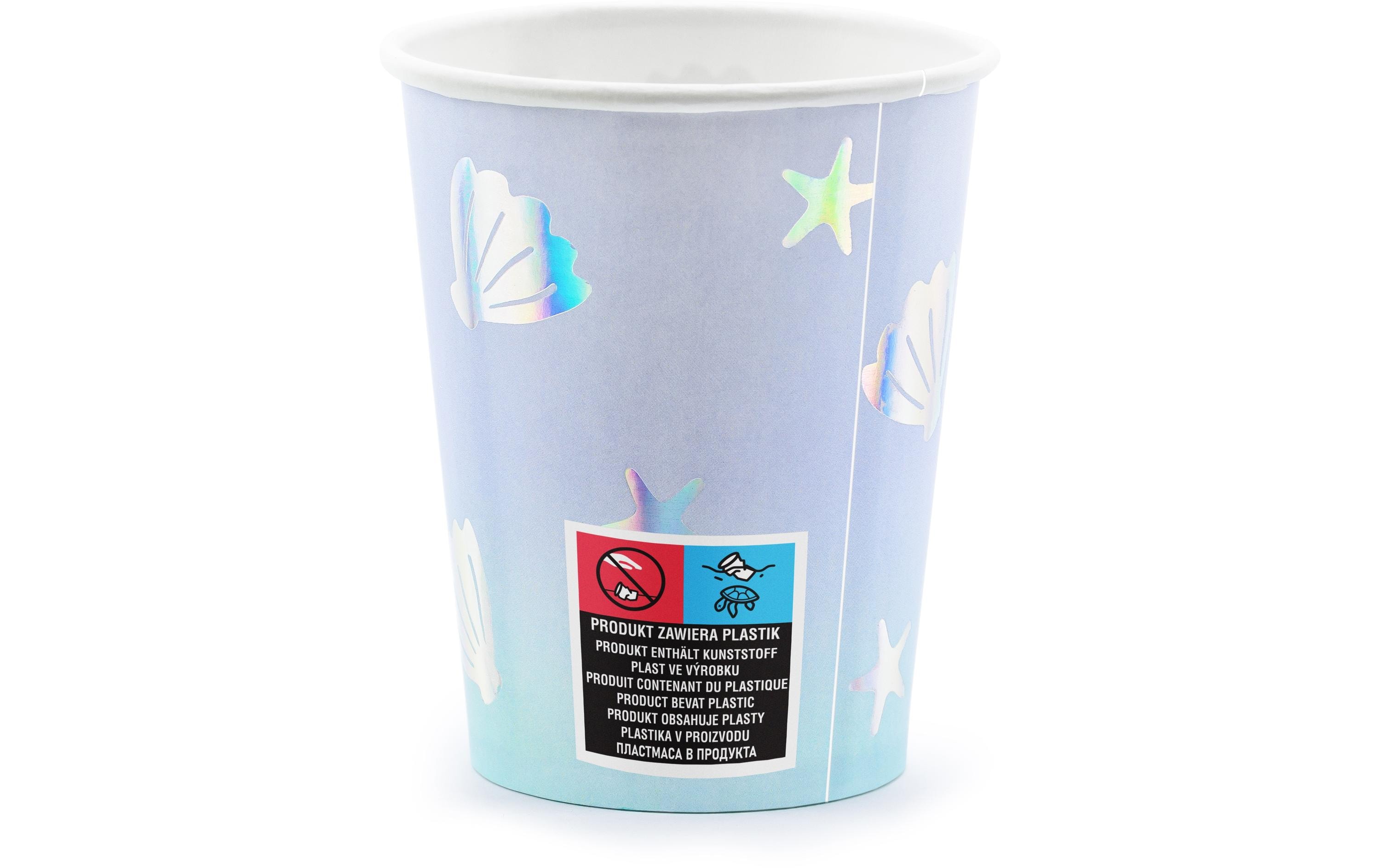 Einwegbecher Narwal 220 ml, 6 Stück, HellblauPappbecher für Partys