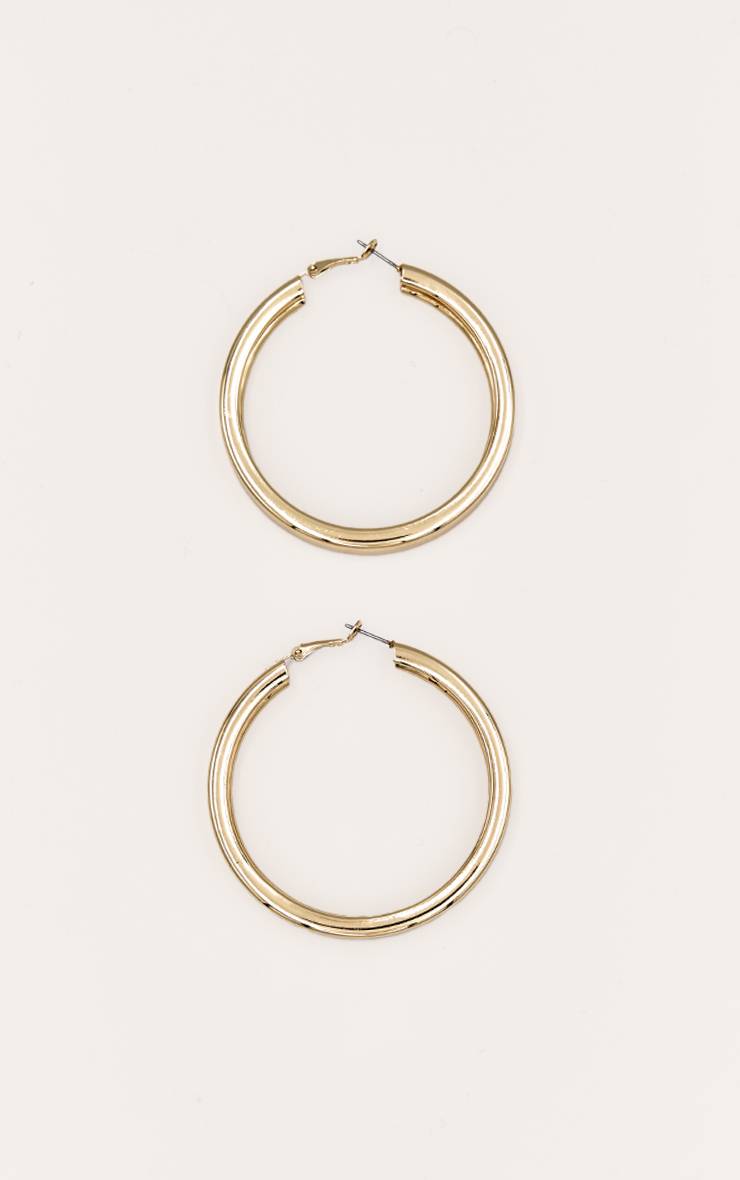 Doré Boucles D'oreilles Créoles Épaisses Et Imposantes