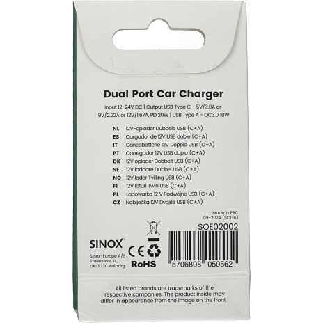 Sinox dobbelt biloplader