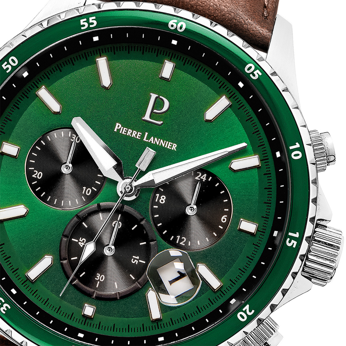 Montre PIERRE LANNIER cronos homme bracelet cuir brun