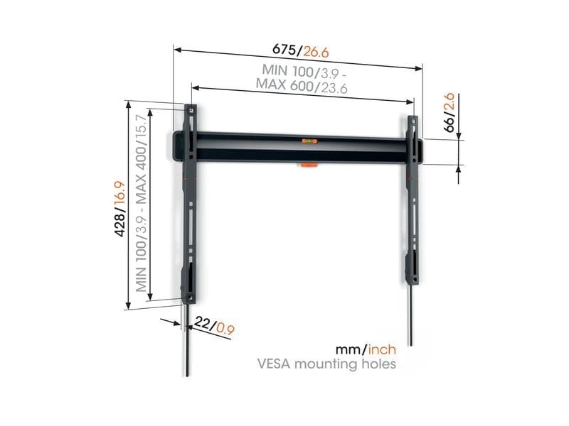 Vogel's Wandhalterung TVM 3605 Schwarz Flache TV-Wandhalterung – Ihr Fernseher, gesichert mit Stil