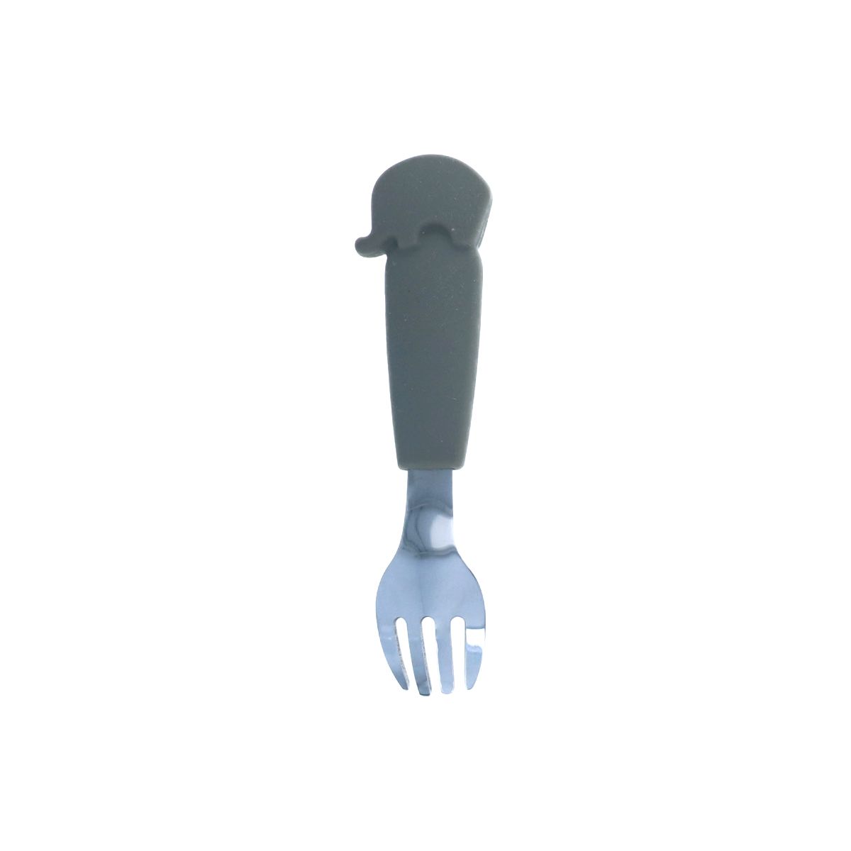 Fourchette avec manche éléphant silicone gris Pause goûter