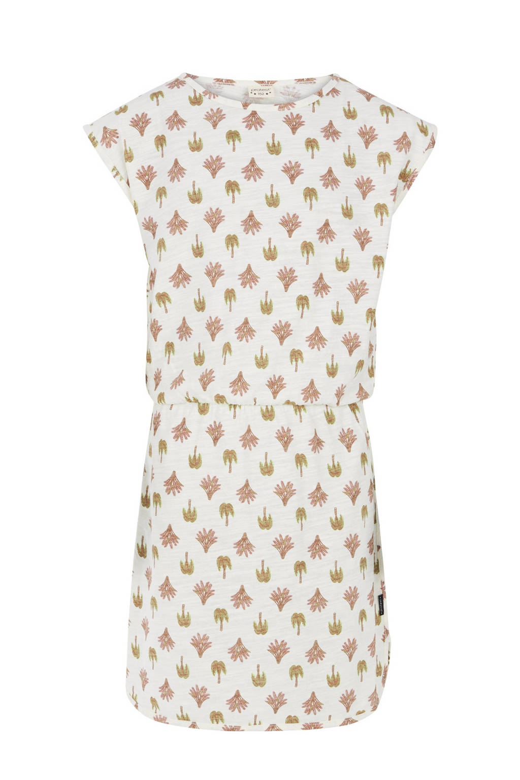 Protest jurk met all over print wit/roze/groen
