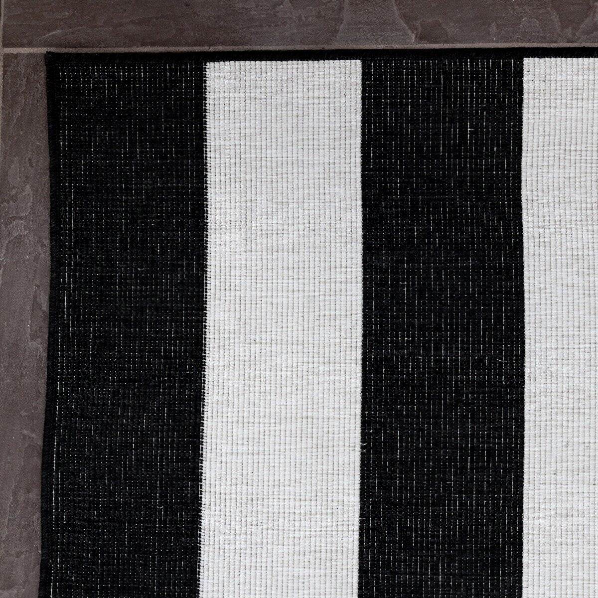 Eva Interior Buitenkleed Stripes zwart|wit dubbelzijdig - 240 x 340 cm