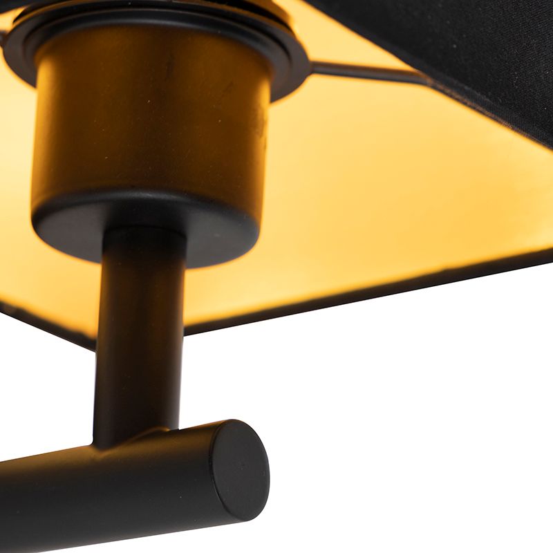 Wandlamp zwart met USB en vierkante zwarte kap - Combi 1