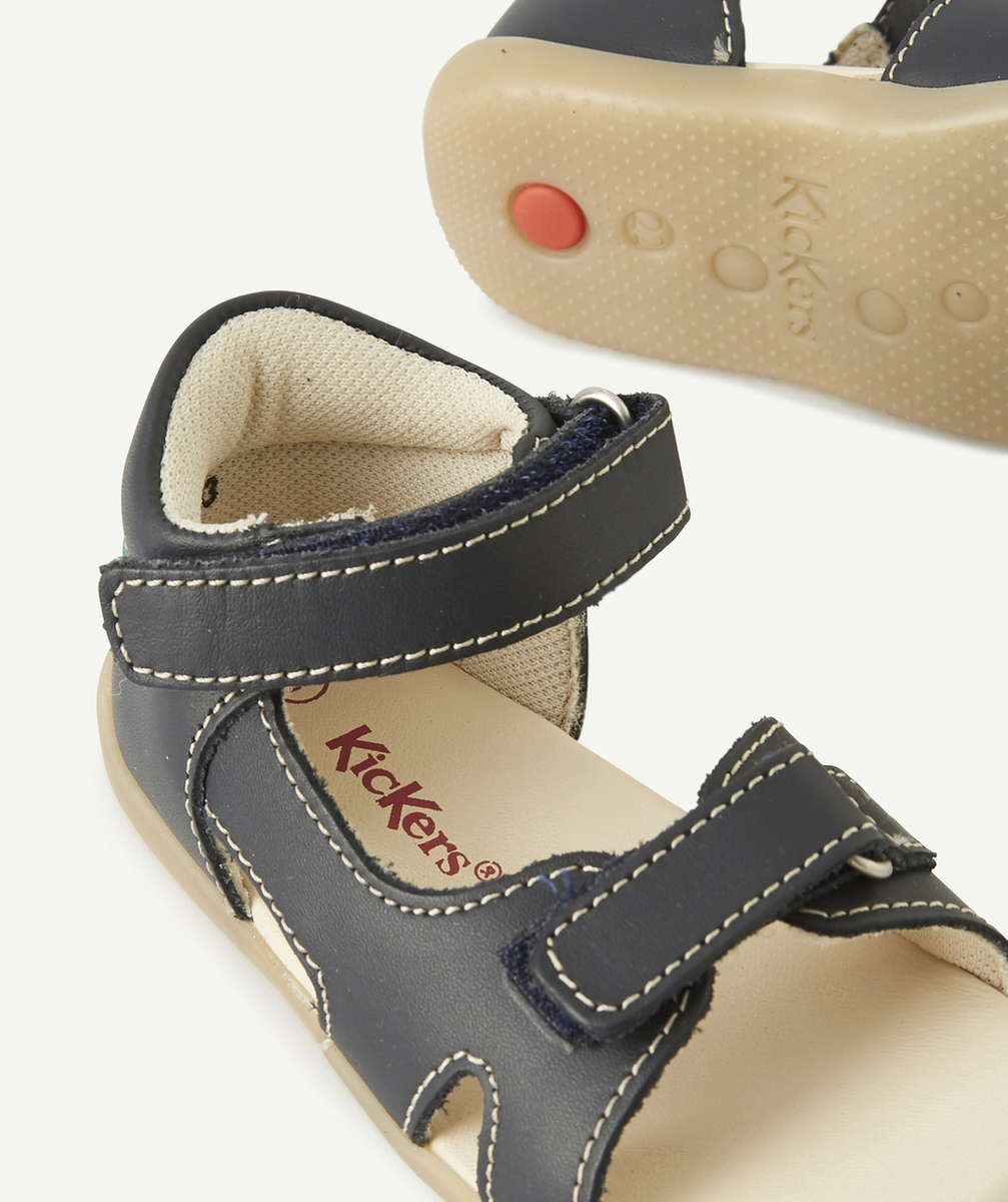 KICKERSLES SANDALES BINSIA EN CUIR BLEU MARINE