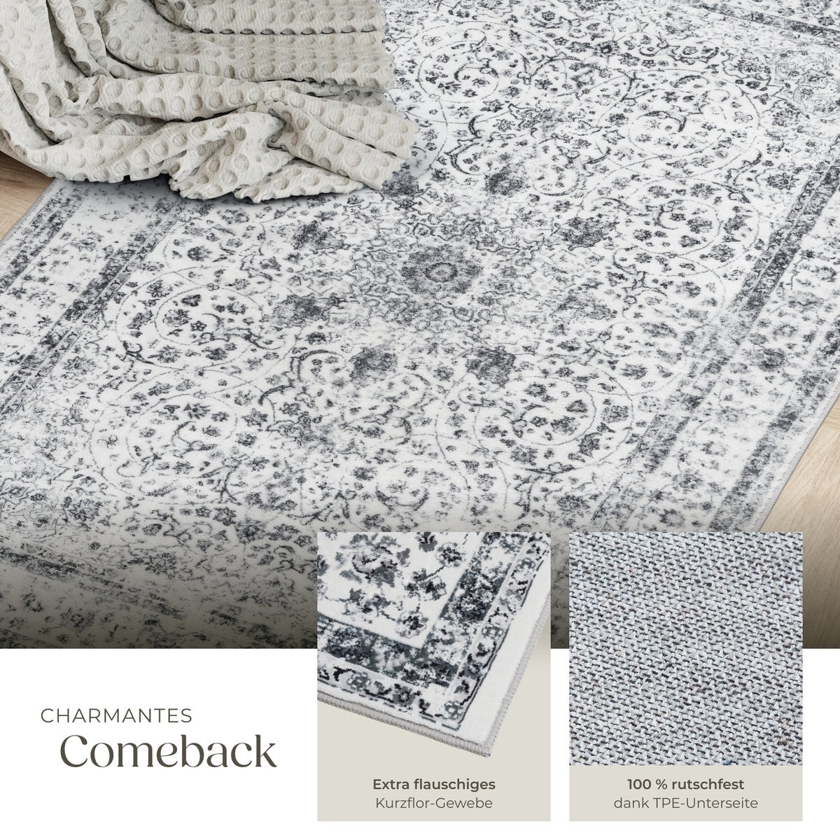 Vintage design tapijt tectake Aliya, diverse maten, antislip achterkant