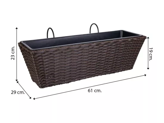 Cache-pot suspendu en rotin marron 61x20/29x19/23h