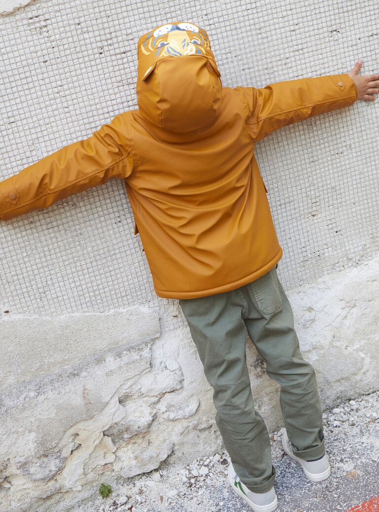 Imperméable à capuche camel