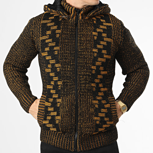 Gilet Zippé Capuche 3004 Noir Orange