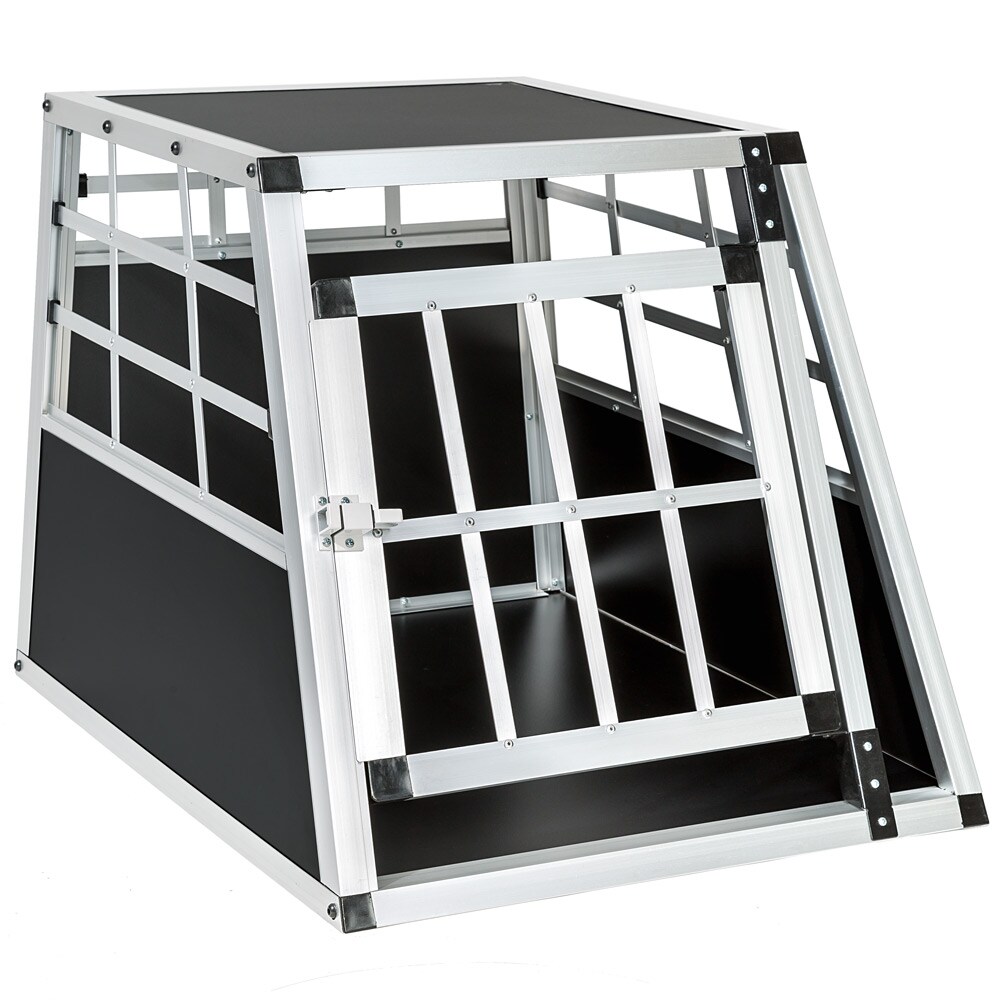 tectake® Hundetransportbox single, mit gerader Rückwand, verschließbare Gittertür, mit schützenden Kunststoffecken